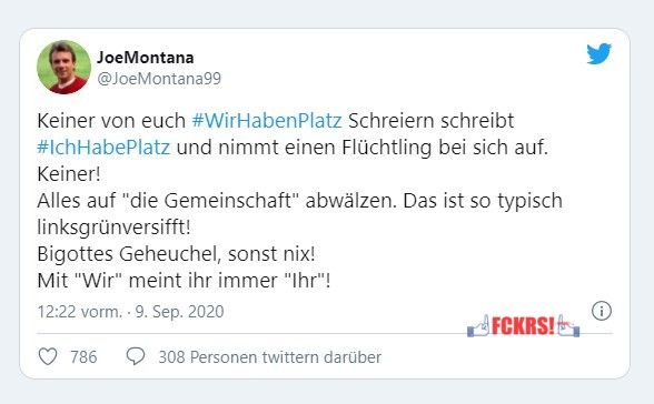 Keiner von euch #WirHabenPlatz Schreiern schreibt #IchHabePlatz und nimmt einen Flüchtling bei sich auf. Keiner!